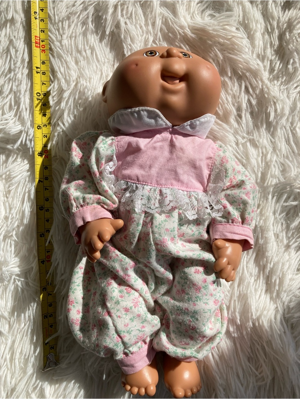 1993 Hasbro Pink and Floral Baby Doll with Lace Trim